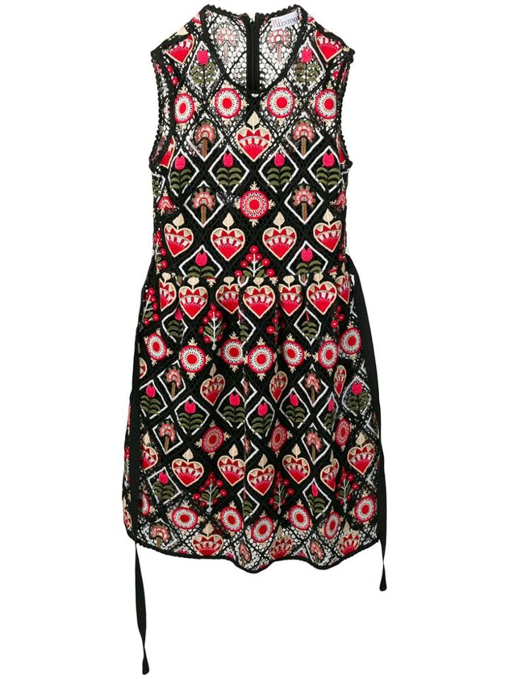 Red Valentino Love Celebration Embroidered Dress - Black