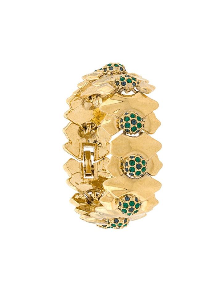 Nina Ricci Vintage Crystal Embellished Cuff - Gold
