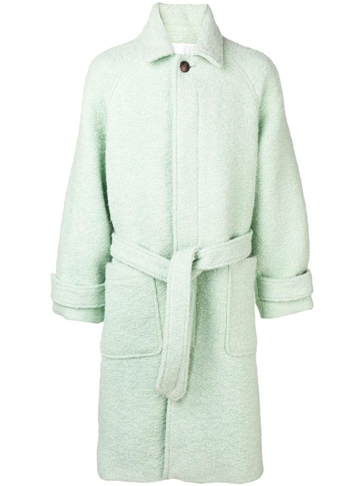 Ami Paris Raglan Sleeves Belted Long Coat - Green