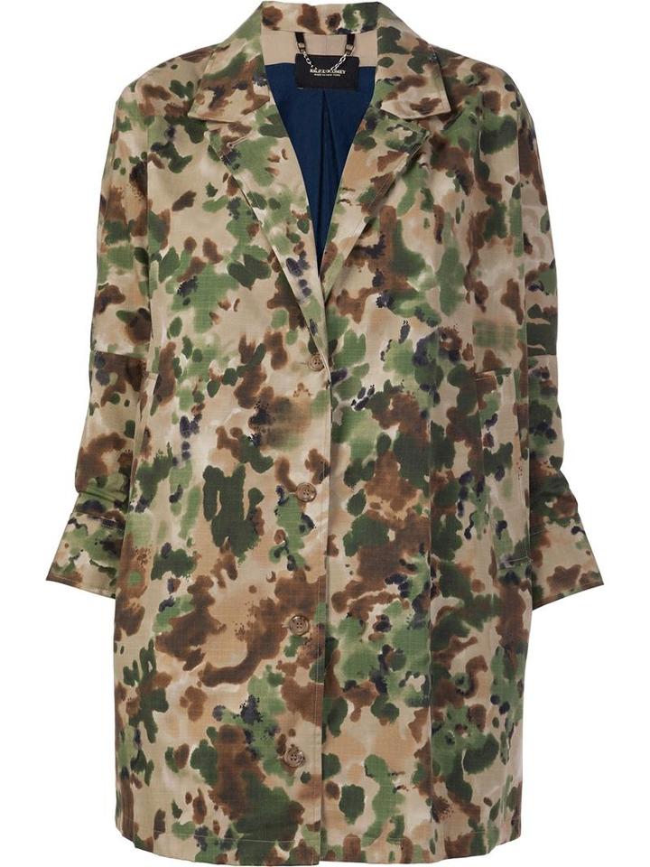 Rachel Comey Painted Camouflage Coat, Women's, Size: 6, Green, Cotton/polyamide/rayon