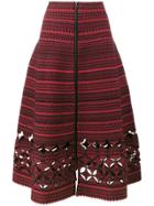 Fendi Embroidered Flared A-line Skirt