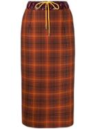 Aalto High-waist Drawstring Check Skirt - Orange