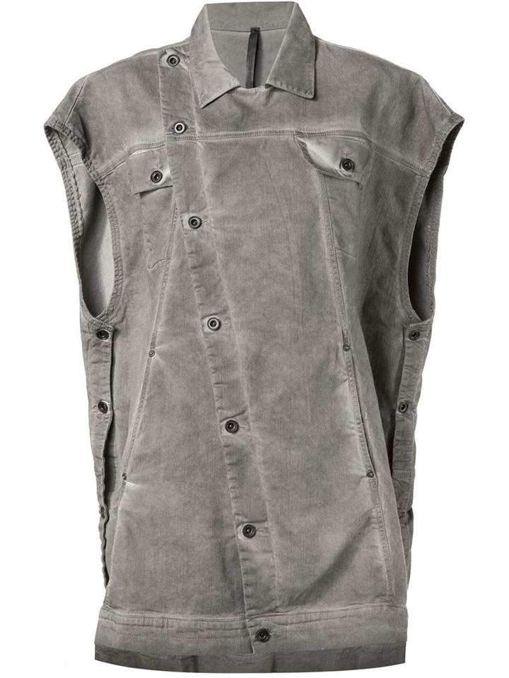 Barbara I Gongini Oversized Denim Sleeveless Shirt, Women's, Size: 0, Grey, Cotton/spandex/elastane