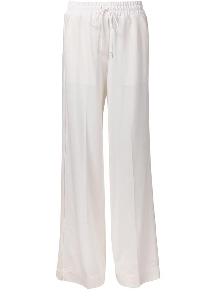 3.1 Phillip Lim Wide Leg Track Pants, Women's, Size: 8, White, Silk/polyester/spandex/elastane/wool