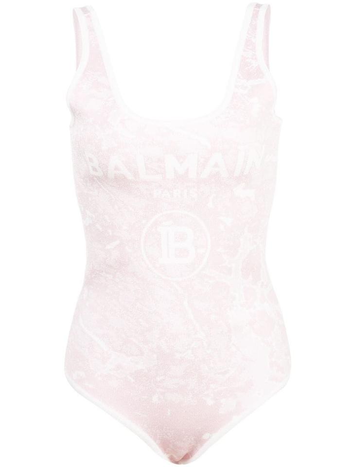 Balmain Balmain Logo Print Bodysuit - Pink