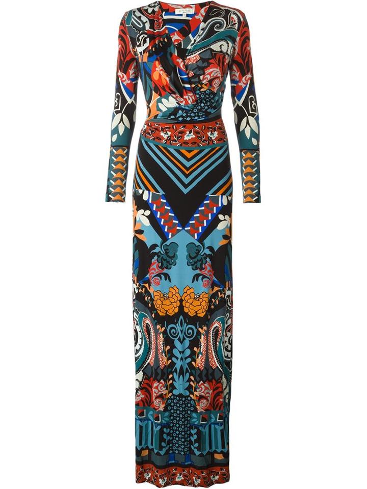 Etro Printed Wrap Maxi Dress, Women's, Size: 44, Black, Spandex/elastane/viscose/acetate/polyamide