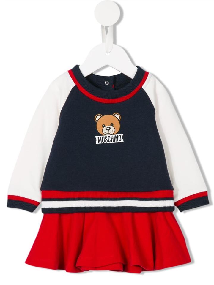 Moschino Kids Teddy Print Sweatshirt Dress, Infant Girl's, Size: 3-6 Mth, Blue