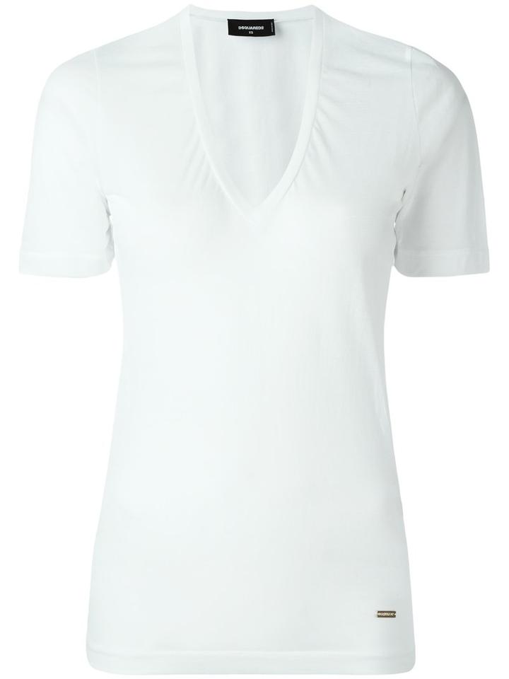 Dsquared2 V-neck T-shirt, Women's, Size: Xl, White, Cotton/polyamide