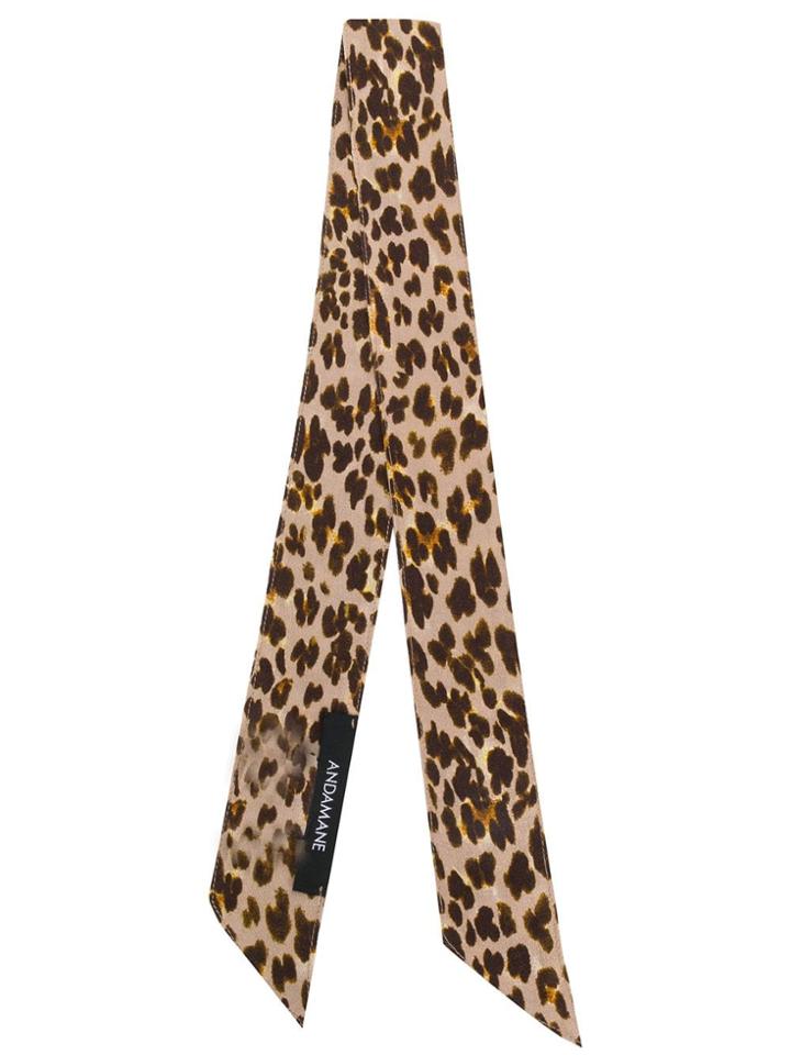 Andamane Leopard Print Thin Scarf - Brown
