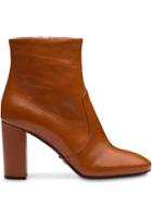 Prada Chunky Heel Ankle Boots - Brown