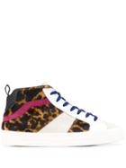 D.a.t.e. Panelled Leopard-print Sneakers - White