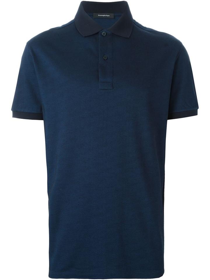Ermenegildo Zegna Classic Polo Shirt, Men's, Size: 56, Blue, Cotton