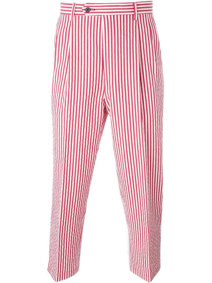 Lc23 Candy Stripe Cropped Trousers, Men's, Size: 44, Red, Cotton