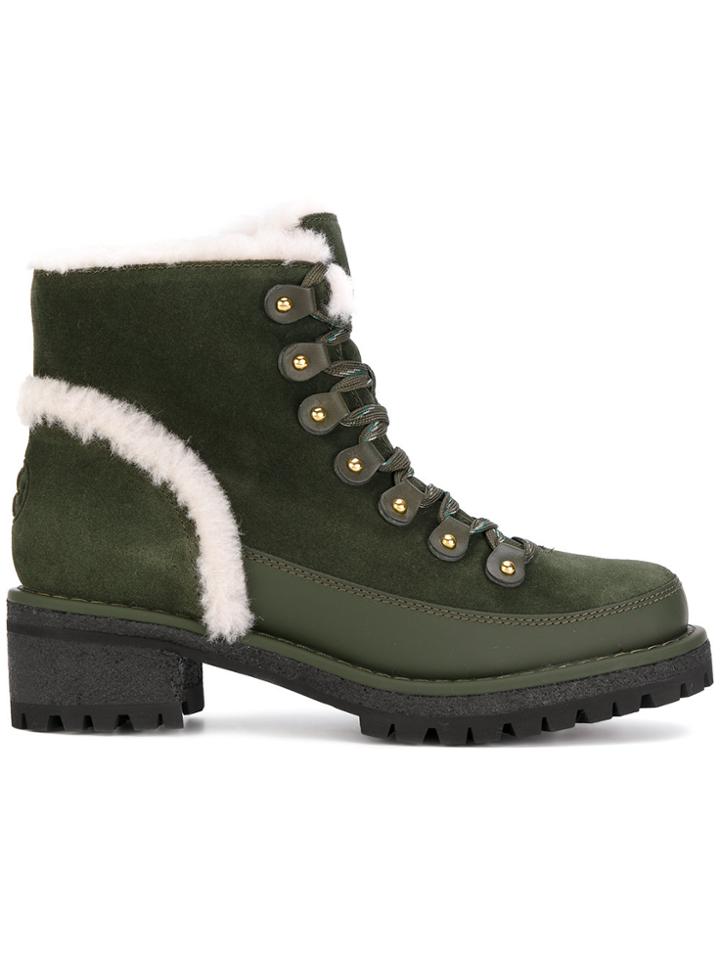 Tory Burch Cooper Shearling Booties - Green
