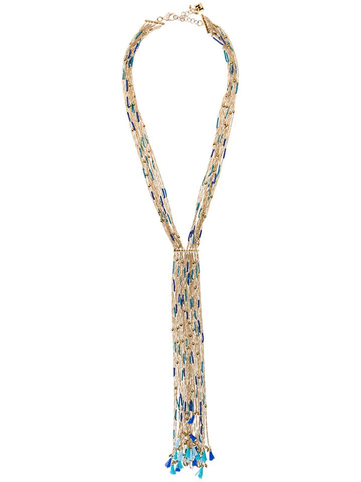 Rosantica Tortuga Necklace With Blue Beads - Metallic