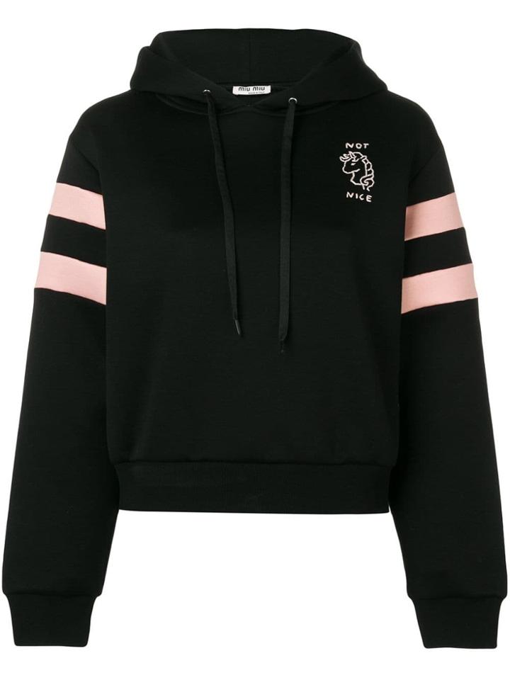 Miu Miu Stripe Trim Hoodie - Black