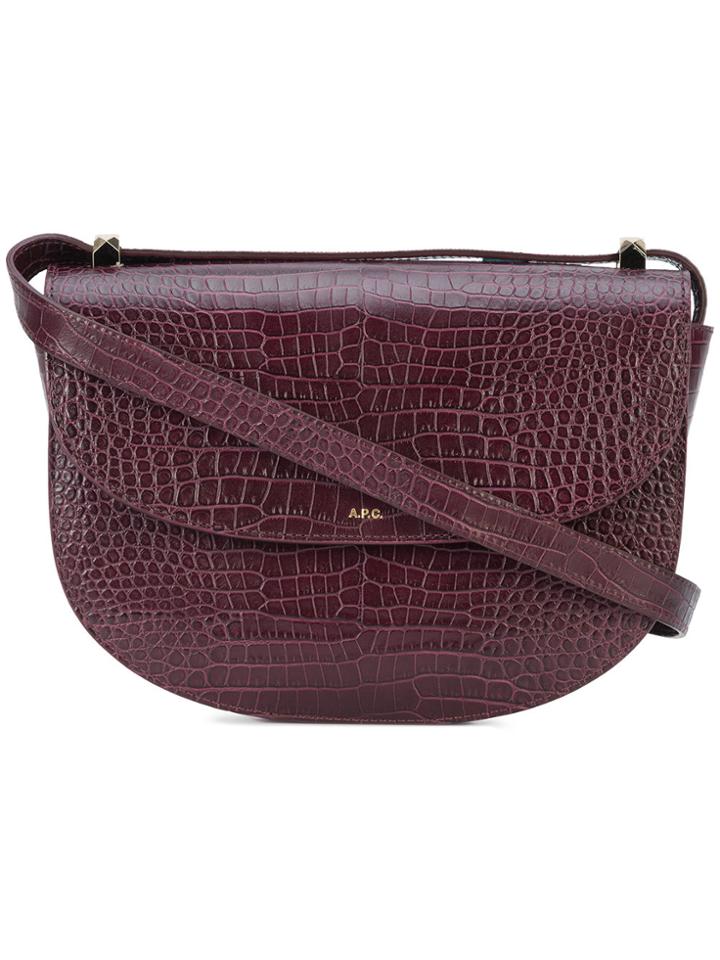 A.p.c. Crocodile Effect Saddle Bag - Pink & Purple