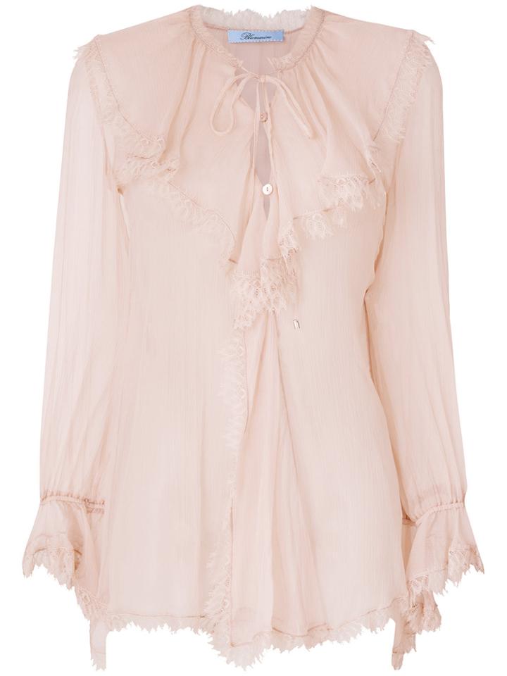 Blumarine Sheer Long-sleeve Blouse - Pink & Purple