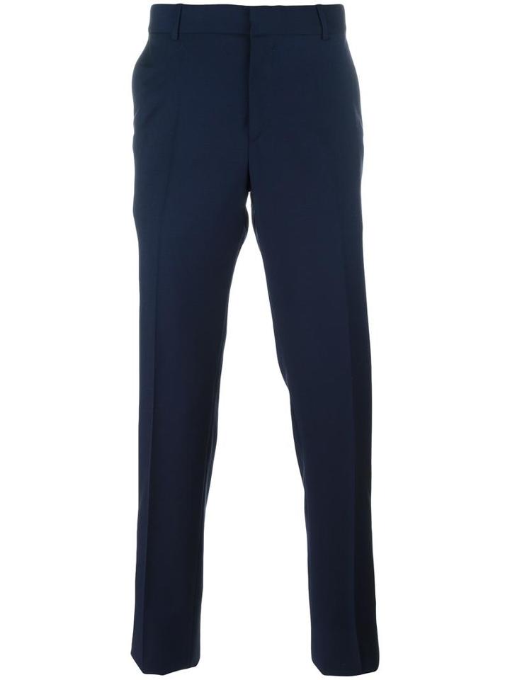 Alexander Mcqueen Straight-leg Trousers, Men's, Size: 46, Blue, Wool/mohair/acetate/viscose