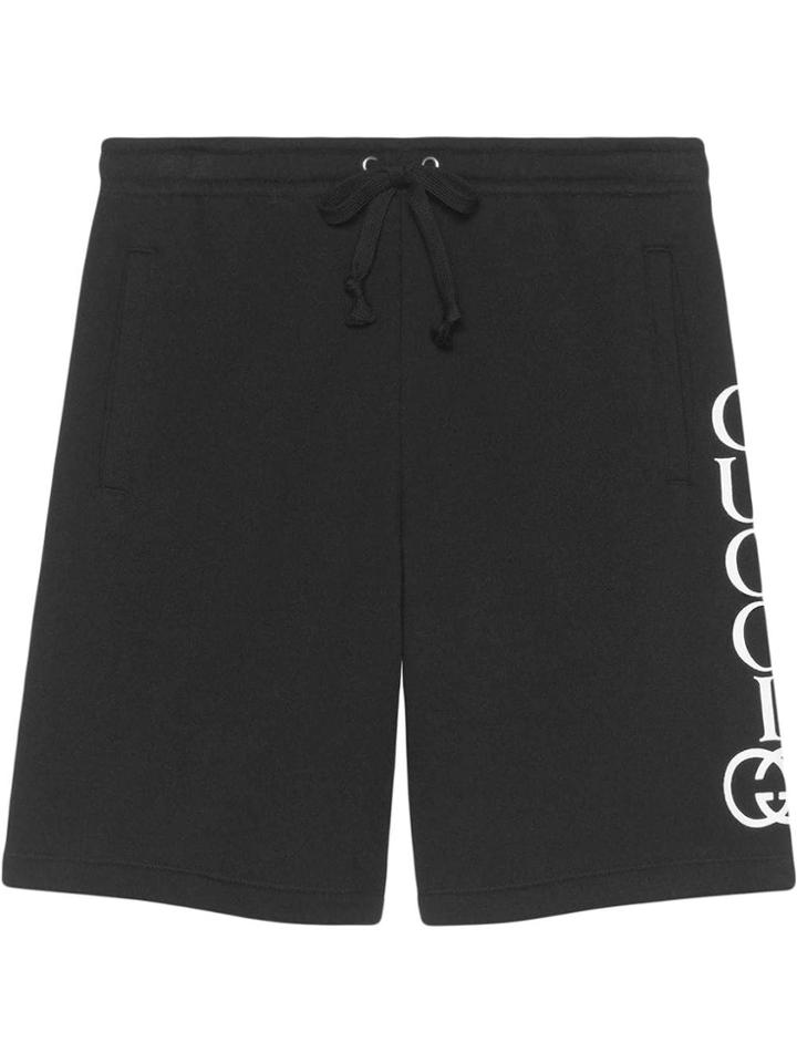 Gucci Shorts With Gucci Logo Print - Black