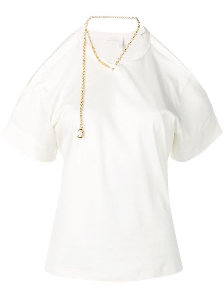 Chloé Cut-out Shoulder Top - White