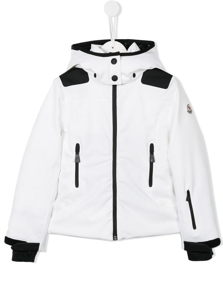 Moncler Kids Hooded Rain Jacket, Girl's, Size: 10 Yrs, White