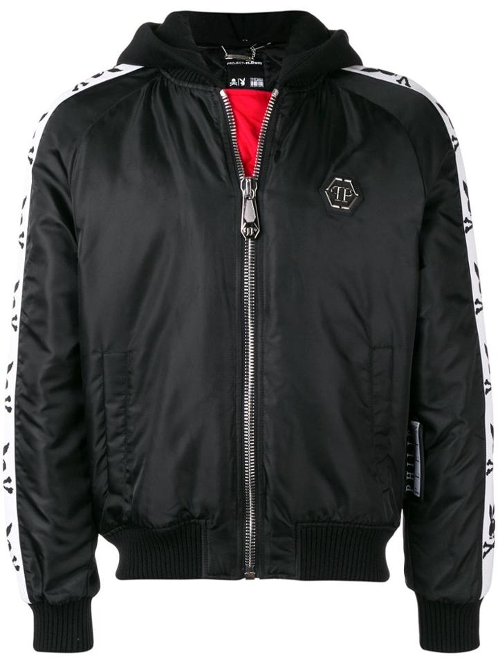 Philipp Plein Philipp Plein X Playboy Side Logo Stripe Hooded Jacket -