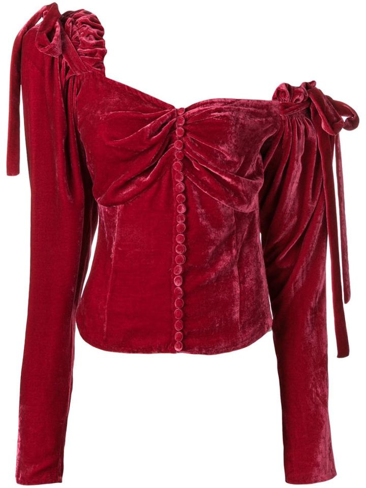 Magda Butrym Leticia Off Shoulder Top - Pink & Purple