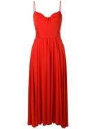 Msgm Pleated Detail Midi Dress - Red