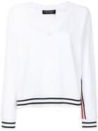 Twin-set Deep V-neck Stripe Detail Sweater - White