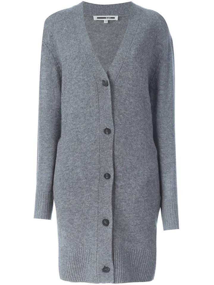 Mcq Alexander Mcqueen Oversized Cardigan, Women's, Size: Medium, Grey, Cashmere/virgin Wool
