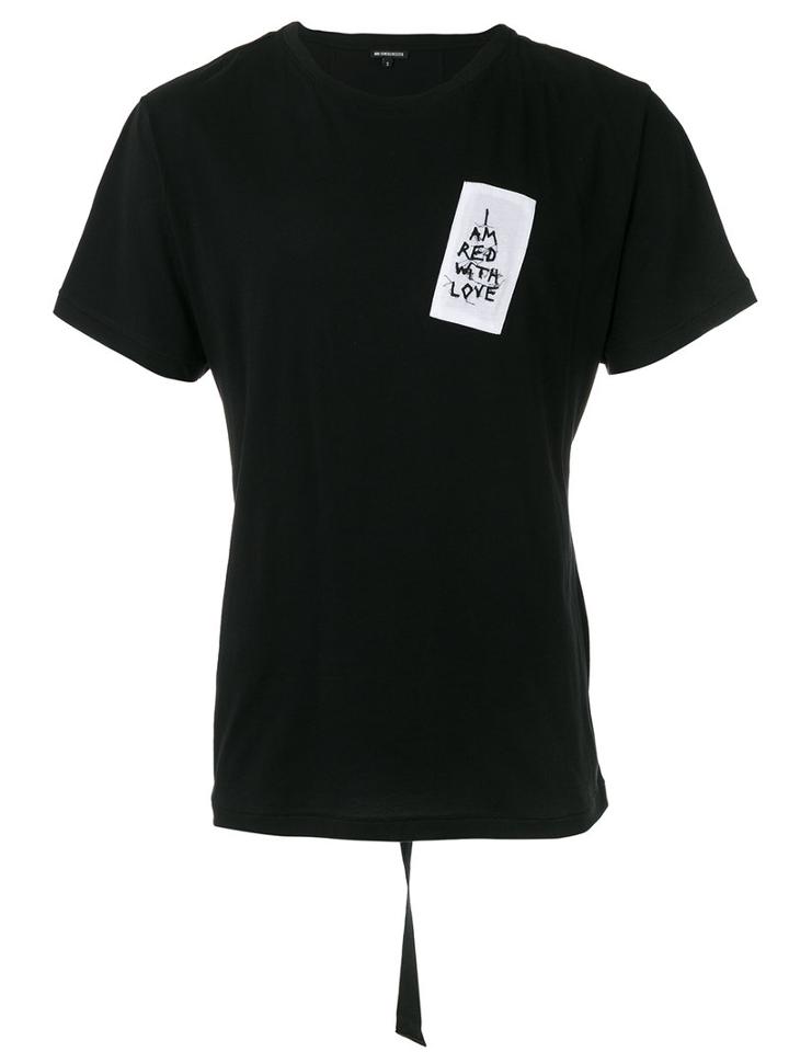 Ann Demeulemeester Embroidered Patch T-shirt, Men's, Size: Medium, Black, Cotton/viscose
