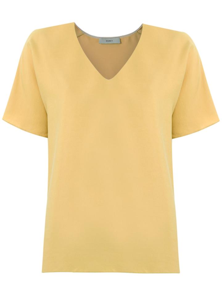 Egrey V Neck Blouse - Yellow & Orange