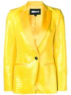 Just Cavalli Snakeskin-effect Fitted Blazer - Yellow