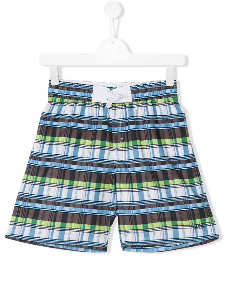 Boss Kids Checked Swim Shorts, Boy's, Size: 16 Yrs