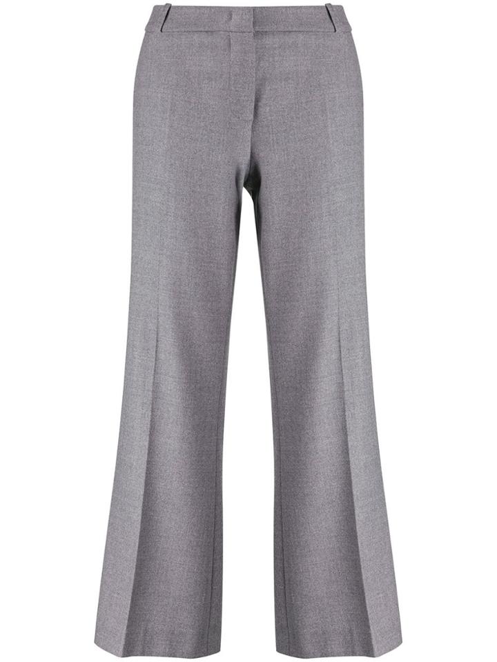 Kiltie Cropped Flared Trousers - Grey