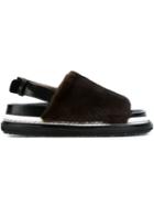 Marni Fussbett Sandals, Women's, Size: 40, Brown, Mink Fur/rubber