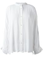 Lost & Found Ria Dunn Collarless Button Down Shirt - White
