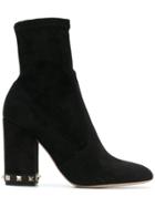 Valentino Rockstud Heel Ankle Boots - Black