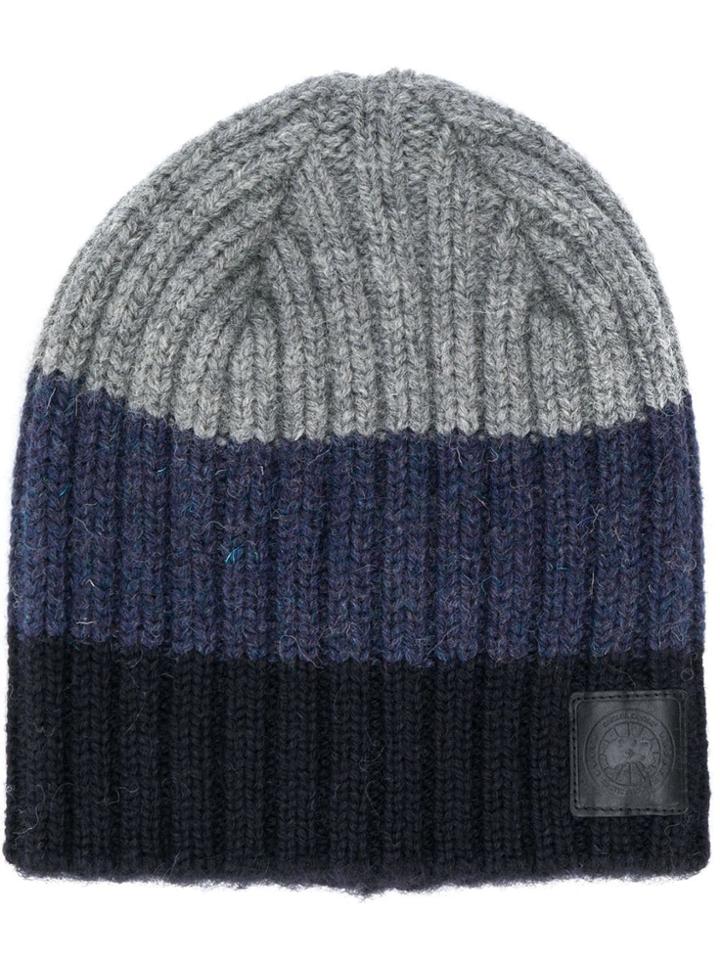 Canada Goose Ribbed Knit Slouch Hat - Blue