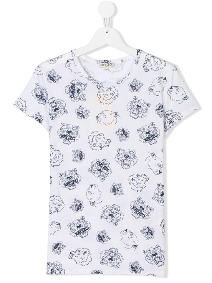 Kenzo Kids Tiger Logo Short-sleeve T Shirr - White