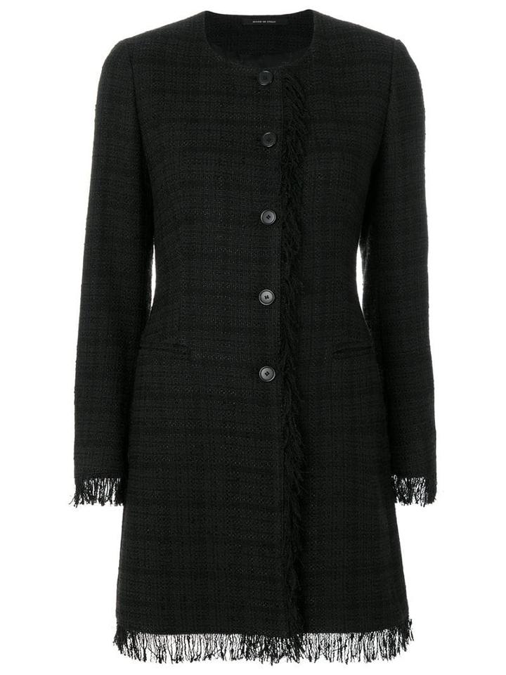Tagliatore Plaid Fringed Coat - N478
