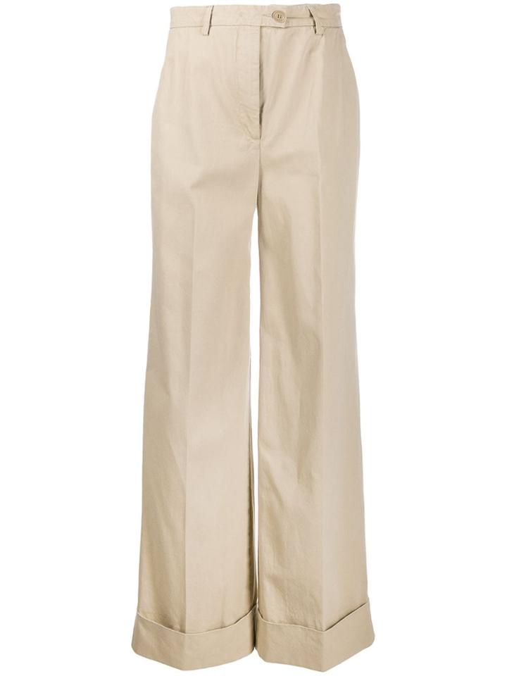 Aspesi Flared Leg High-waisted Trousers - Neutrals