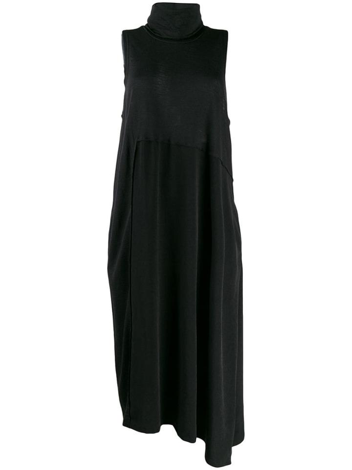 Y's Roll Neck Asymmetric Dress - Black