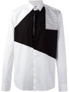 Les Hommes Colour Block Shirt, Men's, Size: 54, White, Cotton/spandex/elastane