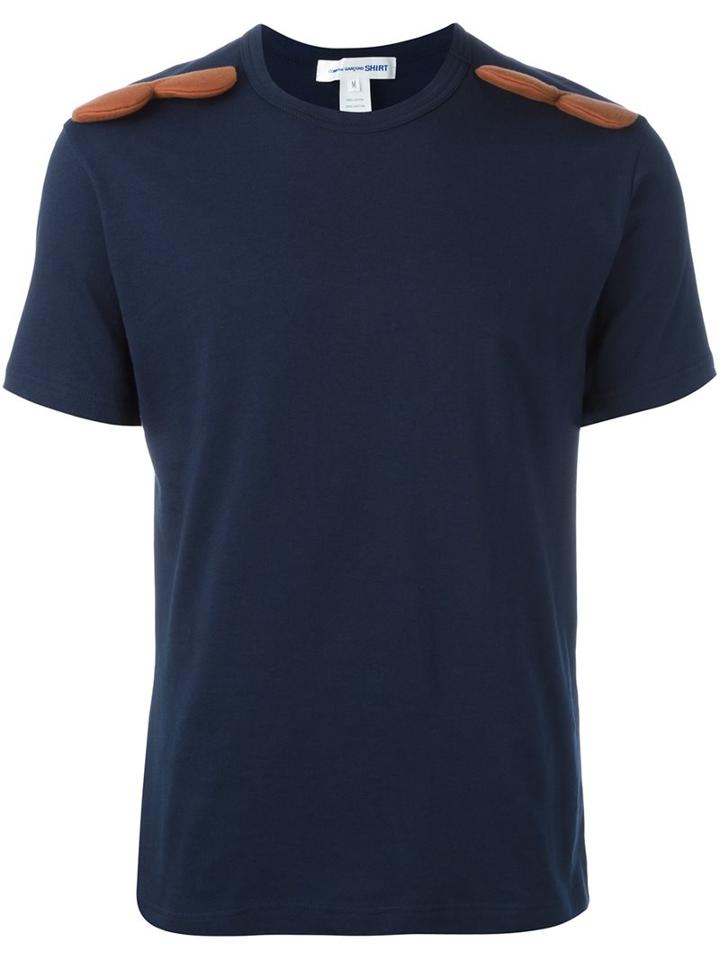 Comme Des Garçons Shirt Scalloped Panel T-shirt, Men's, Size: Medium, Blue, Cotton/polyester