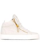 Giuseppe Zanotti Design Kriss Mid-top Sneakers, Women's, Size: 39, White, Calf Leather/leather/rubber