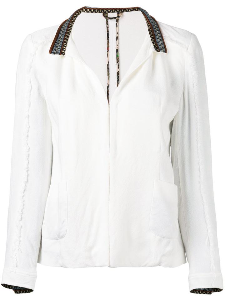 Etro Embroidered Trim Fastened Top, Women's, Size: 42, White, Viscose Crepe