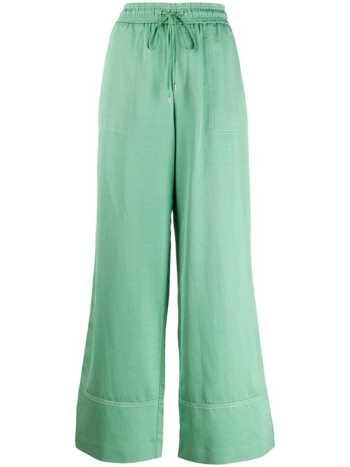 Sjyp Drawstring Wide Leg Trousers - Green