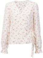 Ines De La Fressange Floral Print Wrap Blouse, Women's, Size: 40, White, Cotton